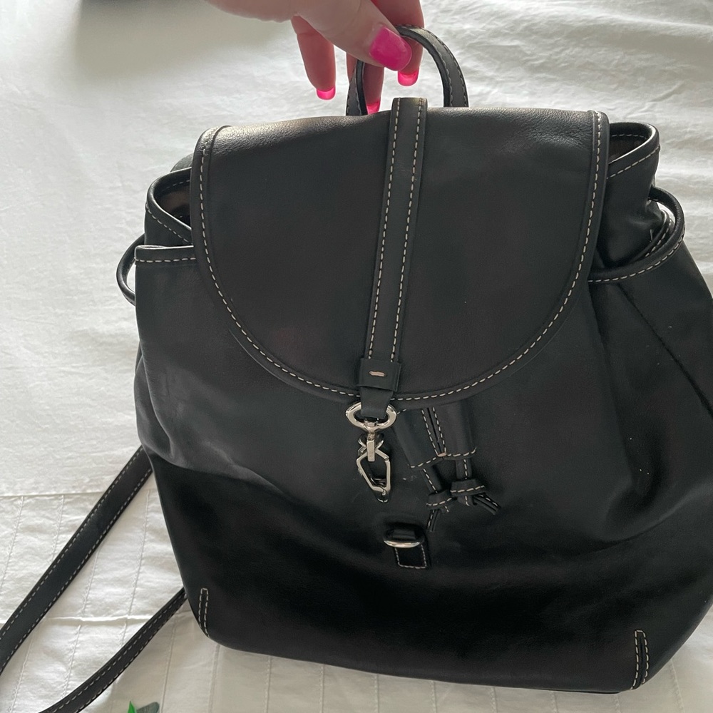 Coach mini black leather backpack